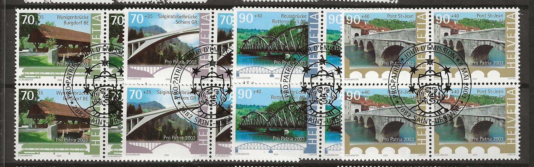 Tutti i francobolli: PP2003 - Pro Patria 2003 B4 obl. 1er jour – Usato da Trélex venduto da Phil_Albert