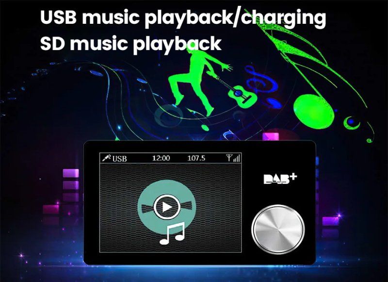 Radio: 2.8" Farbdisplay DAB+ Empfänger, AUX, BT, UDISK, TF, FM – Nuovo e nell'imballaggio originale da Malans GR venduto da BUYBEST-Schweiz 8