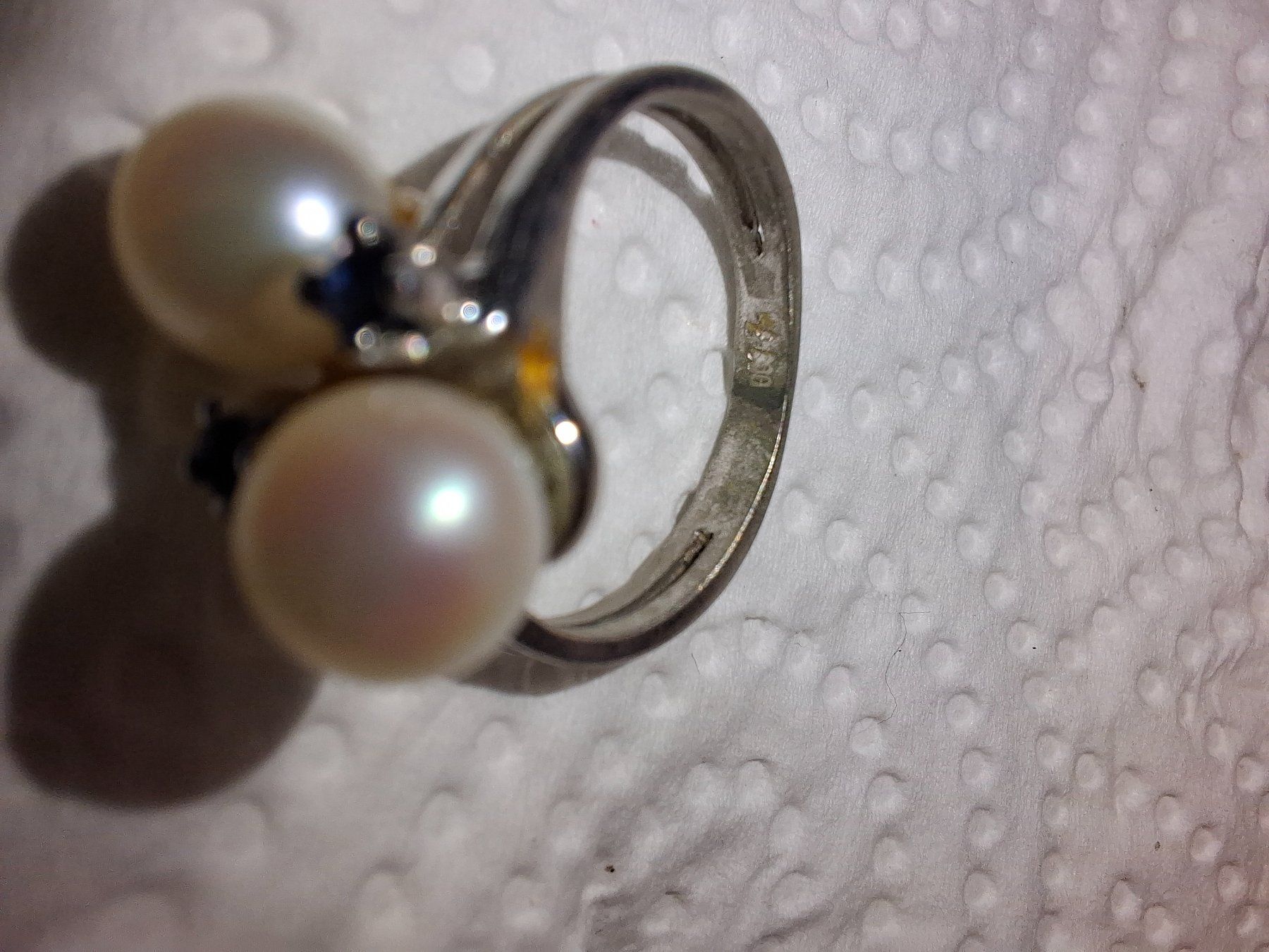Anelli: Eleganter Ring mit Saphir/Perle – Usato da Oberegg venduto da danni-1985 2