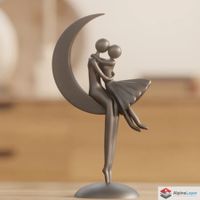 Date on the Moon – Abstract Romantic Sculpture - 3D Printed