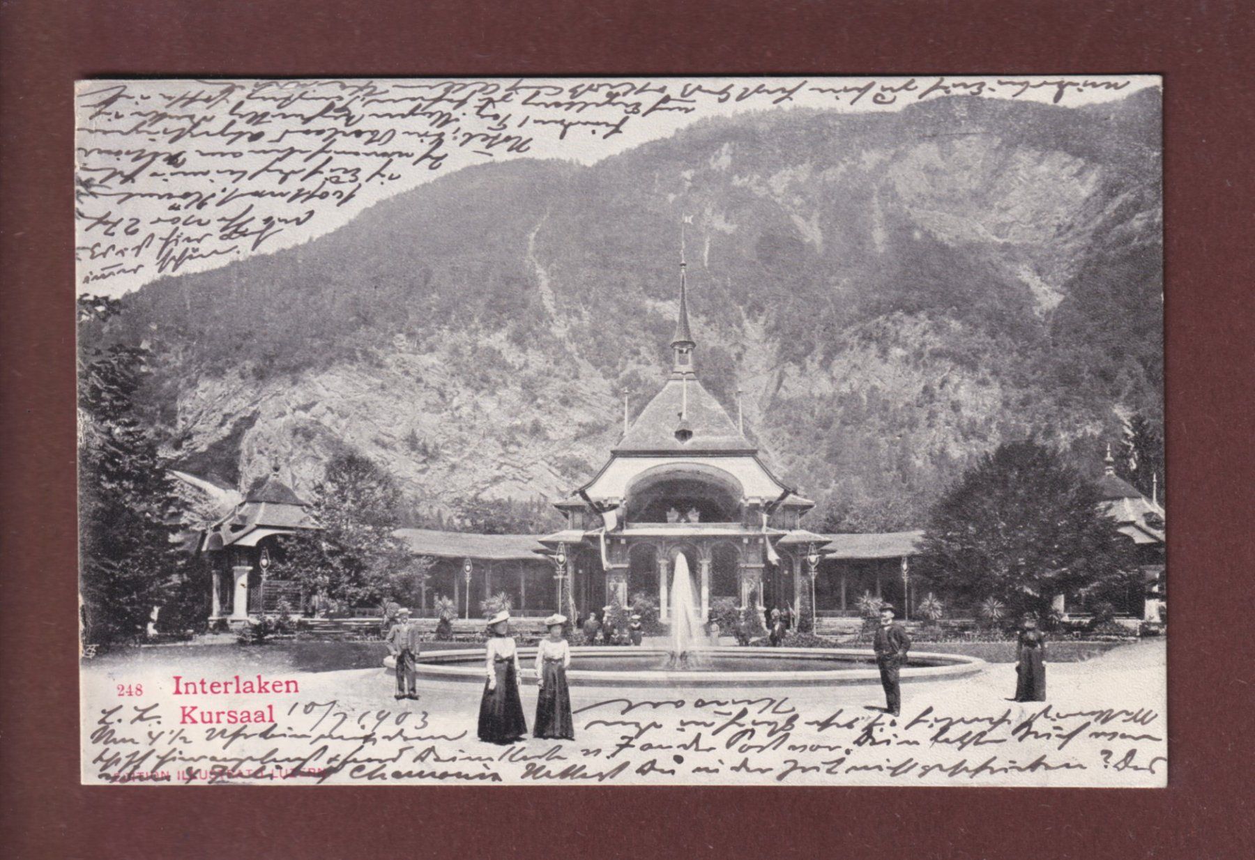 Cartoline postali: INTERLAKEN - Kursaal - 1903 – Usato da Pully venduto da nicecards