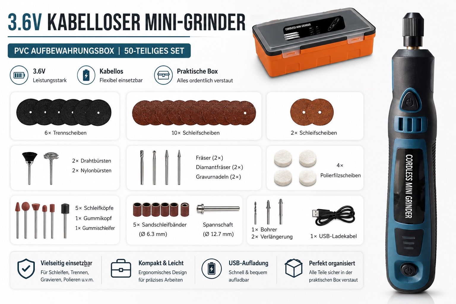 Tutte le macchine: 3.6V Kabelloser Mini-Grinder Set 50-teilig neu – Nuovo e nell'imballaggio originale da Gossau SG venduto da rid_9tmn