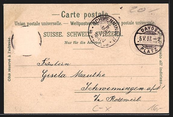 Cartoline postali: Litho Davos, Ortsansicht mit Tinzenhorn, – Usato da Berlin venduto da bartko-reher 1