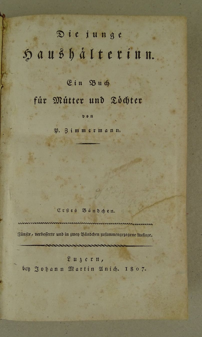 Libri: DIE JUNGE HAUSHÄLTERIN, LUZERN 1807 – Usato da Grüningen venduto da Kartensammler