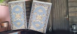 3 Tapis Orientaux Bleu et Beige, Style Vintage