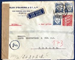 1943 Portugal Zensurbrief  Luftpost Porto  nach Wohlen