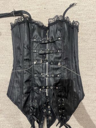 AB 1.- !!! - Schwarzes Gothic Korsett mit Spitze - Grösse M