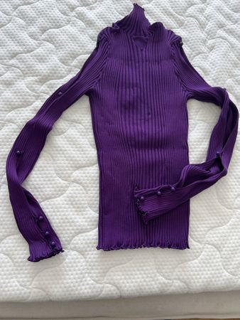 BOTTEGA VENETA Pullover Gr. M Damen Lila Rippstrick Vintage