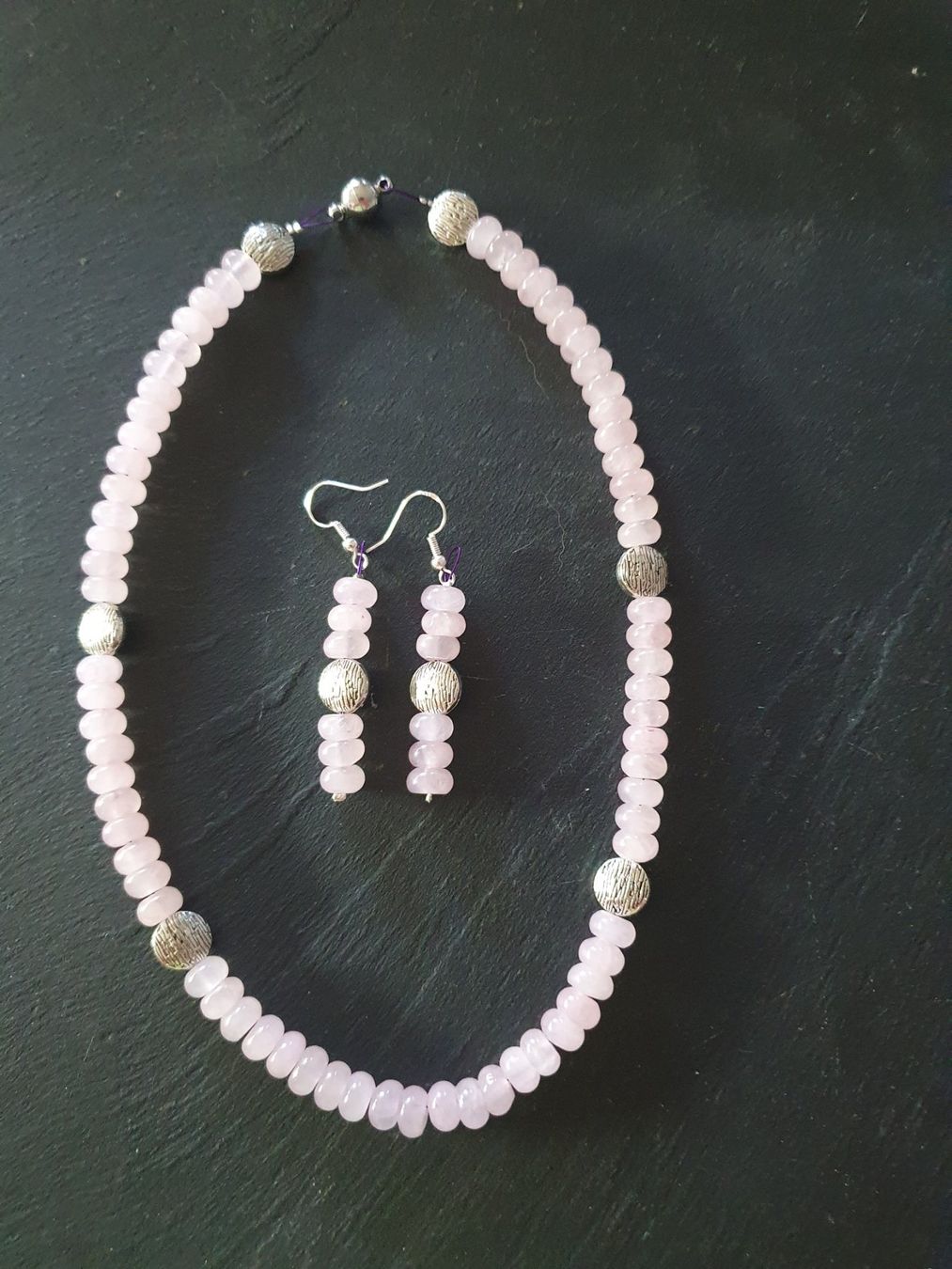 Sonstiger Schmuck: Set Rosenquarz Kette mit Ohrhänger – Neu (gemäss Beschreibung) aus Aarberg von Fischkeller