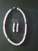Set Rosenquarz Kette mit Ohrhänger