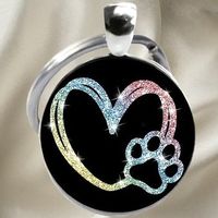 🐾💖 Glänzender Herz- & Pfotenabdruck Schlüsselanhänger 💖🐾