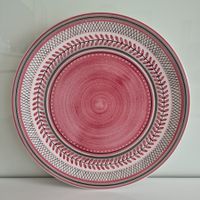 Handbemalter, großer Vintage-Keramikteller, signiert