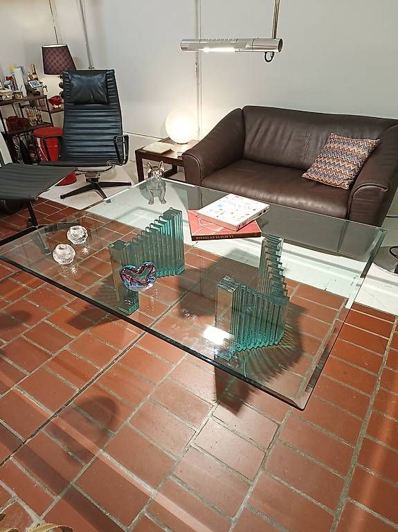 Tavoli: Vintage Glas Couchtisch L.Massoni – Usato da Winterthur venduto da style-and-design.zrh 1