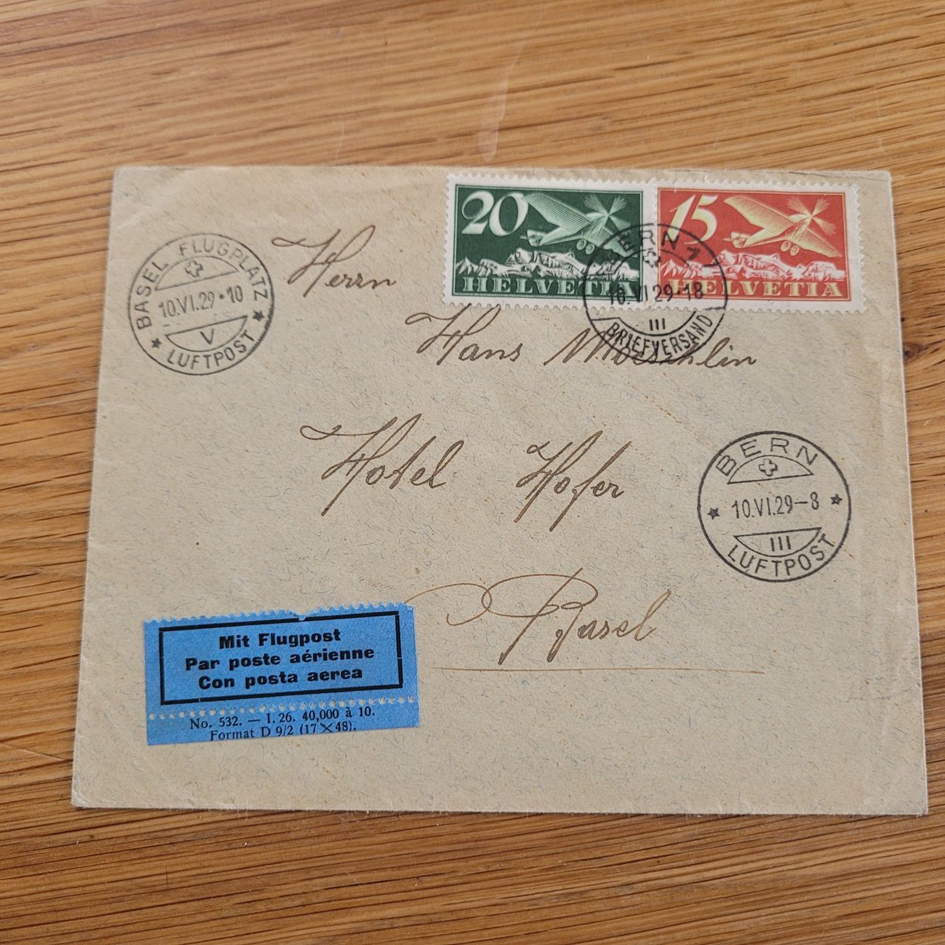 Tous les timbres: Luftpost Bern - Basel 1929 – D'occasion à Biel/Bienne par Destockweb