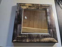 Wand Spiegel toller Rahmen 24 cm Weiss Gold oxydiert