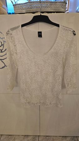 Spitzentop Gr. 36 Spitze Weiss Spitzenshirt