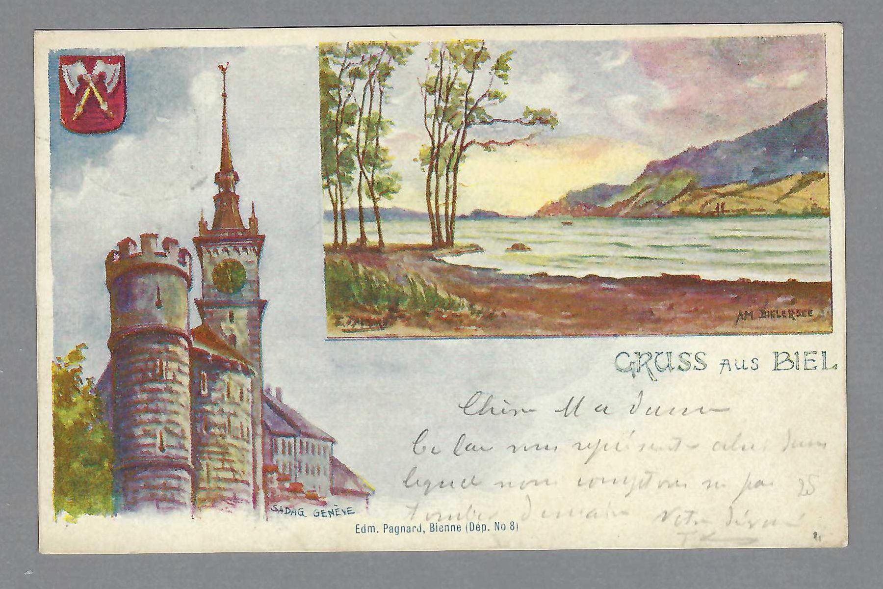 Cartoline postali: 1899, BIEL, LITO, SCHÖN – Usato da Pura venduto da ulisse1957