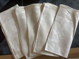 5 Stoff Servietten Tücher antik alt Leinen 1a zustand B