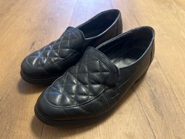 Elegante, gesteppte Damen Loafer, schwarz, Grösse 37 Leder