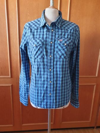 Hollister Herrenhemd kariert blau Grösse S