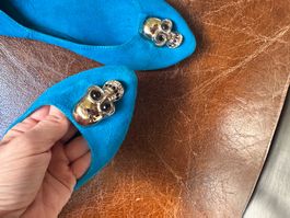Ballerines Alexander McQueen, bleu turquoise, Taille 35
