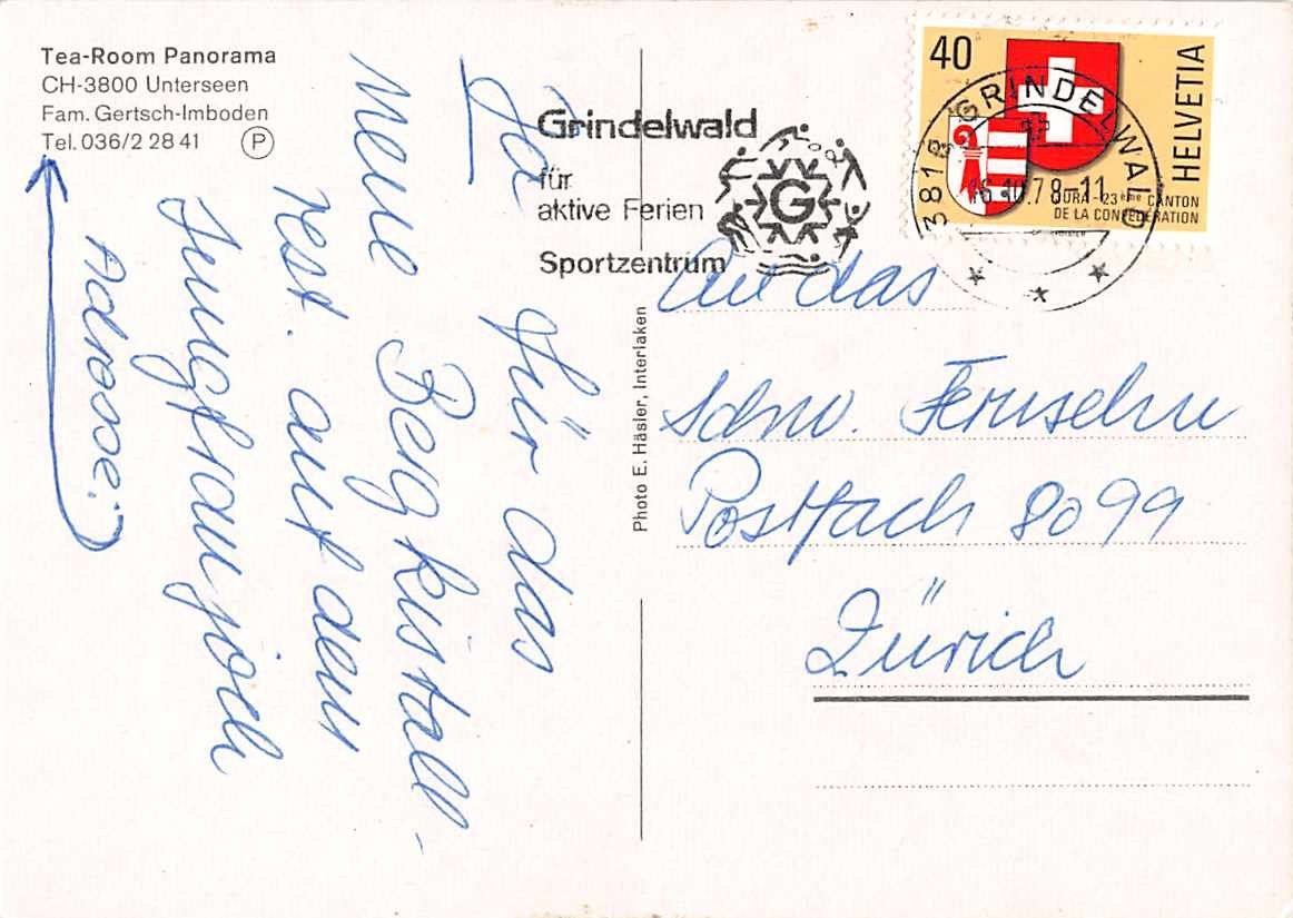 Cartes postales: GRUSS vom TEA-ROOM UNTERSEEN 1978 – D'occasion à Lufingen par philatelieshop 1