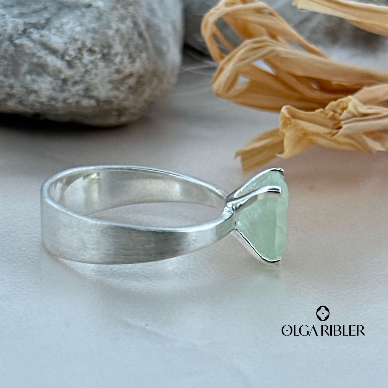 Olga Ribler Ringe: Silberring mit Prehnit, Gr. 63 – Neu (gemäss Beschreibung) aus Luzern von MonikaS03 4