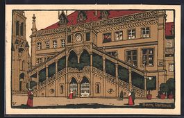 Bern, Rathaus mit Strassenpartie, 1914