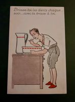 Carte postale ancienne humoristique - Brosse tes dents!