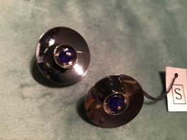 Clips métal gris foncé avec perle bleueï