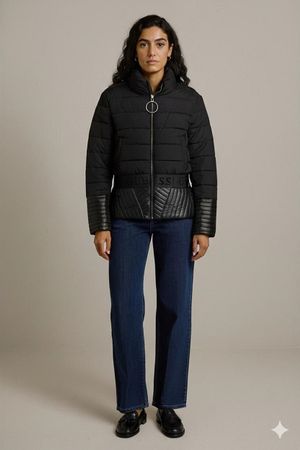 GUESS Schwarze Gesteppte Bomberjacke mit Logoband