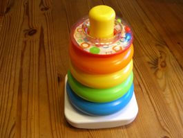 Fisher-Price Baby Stapelspielzeug,wackeliger Sockel, 5 Ringe
