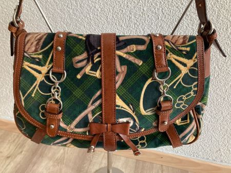 Tosca Blu Horsebit Tasche Leder Samt Top Zustand Neuwertig