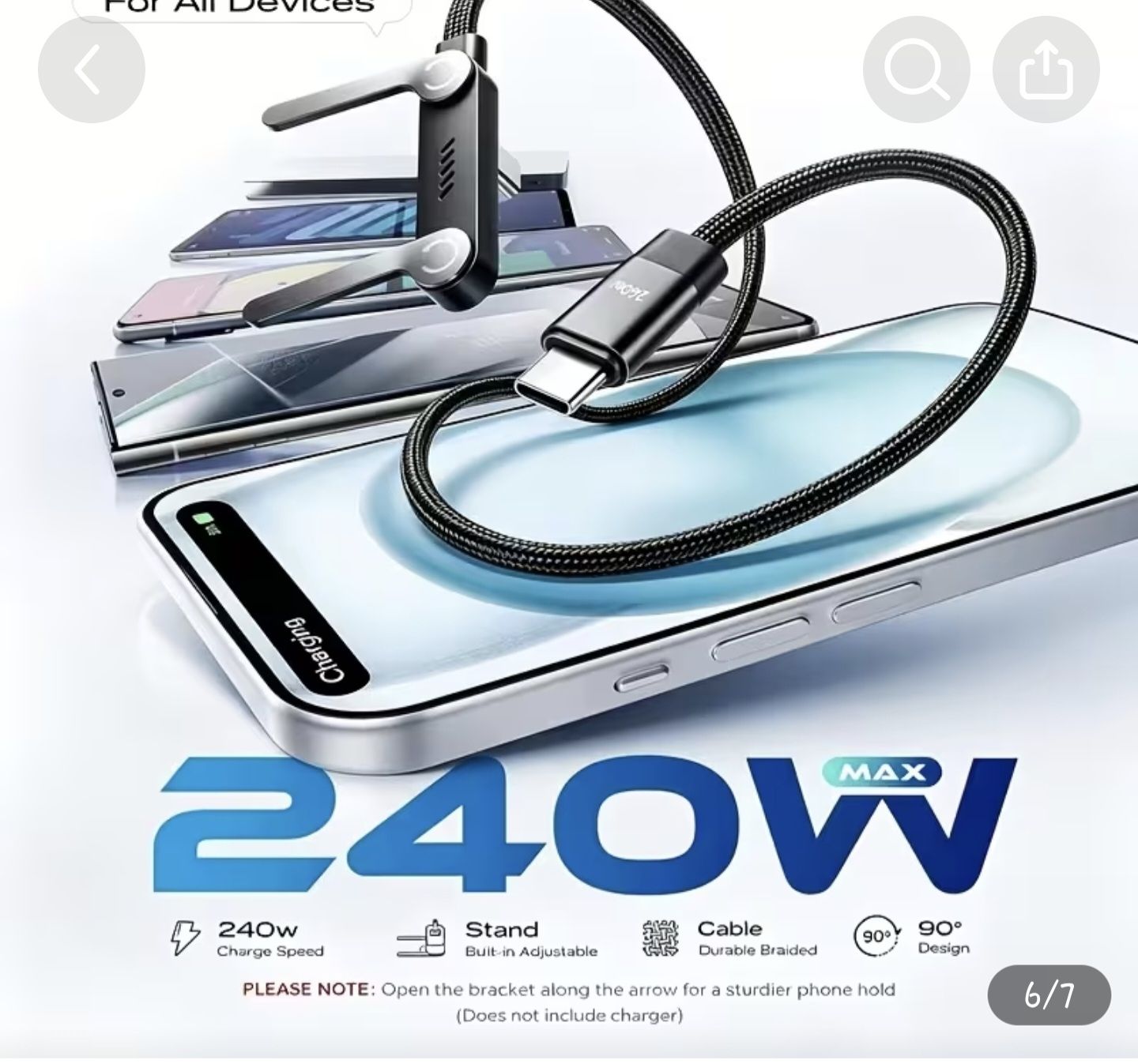 Kabel: USB-C Ladekabel 240W mit integriertem Ständer, 1.5 Meter – Neu und originalverpackt aus Wil SG von namaki 1