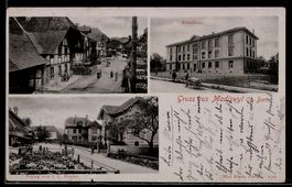 Mondschein-AK Madiswyl /Bern, Schulhaus, Ortspartien mit Woh