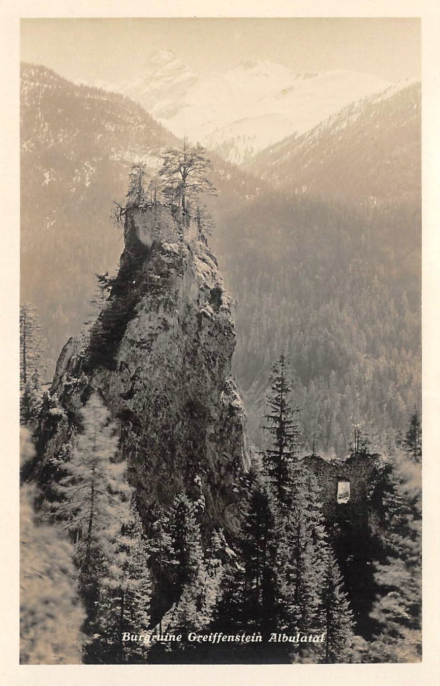 Cartoline postali: Albulatal, Ruine Greiffenstein – Usato da Ottikon b.Kemptth. venduto da Neptun1974