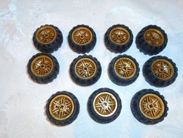 Goldfarbene Lego Räder DM ca 40 mm  ( Set 784 )