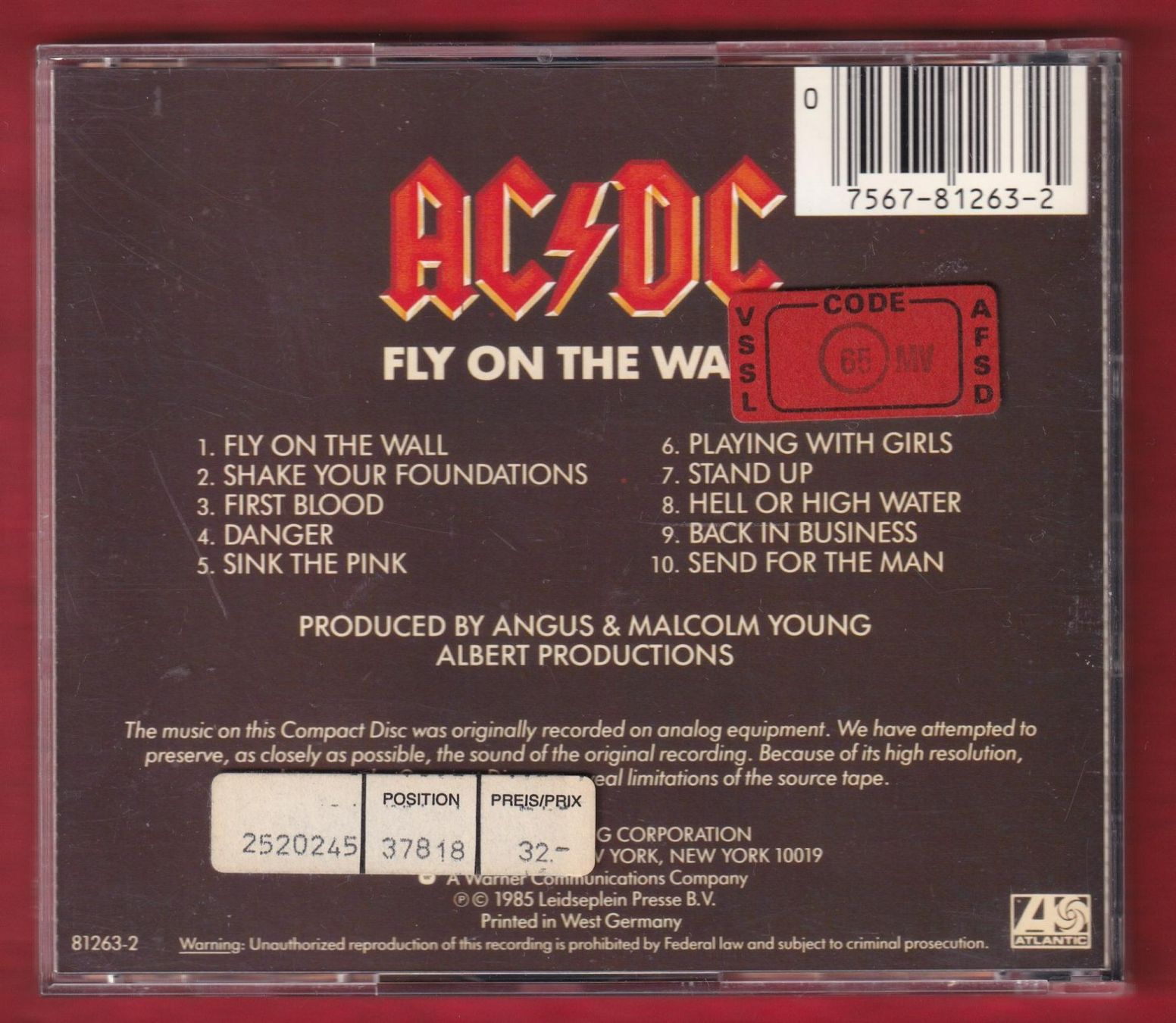CD: AC/DC - Fly On The Wall (CD) – Usato da Zürich venduto da Pfluftl2000 1