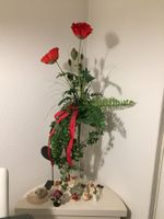 Mohnblumenstrauss mit Kristallvase Höhe samt Straus 1m hoch