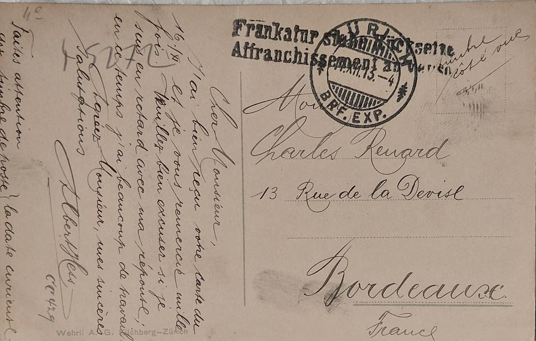 Cartoline postali: ZÜRICH - Landesmuseum - 1913 – Usato da Delémont venduto da Domdom1 1