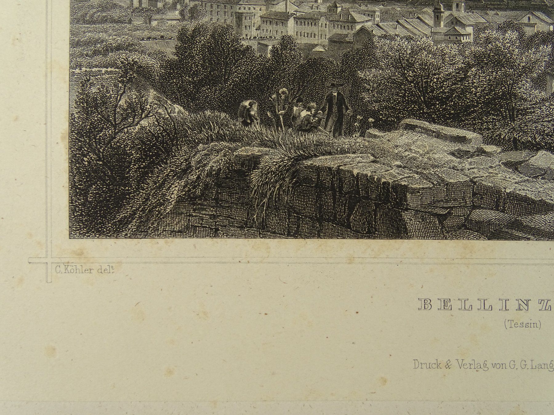 Stiche: BELLINZONA, STAHLSTICH 1856 – Gebraucht aus Grüningen von Kartensammler 3