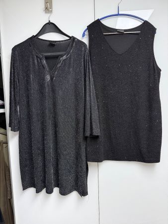 Damen schwarz glitzernd und Shirt 3/4 Armel