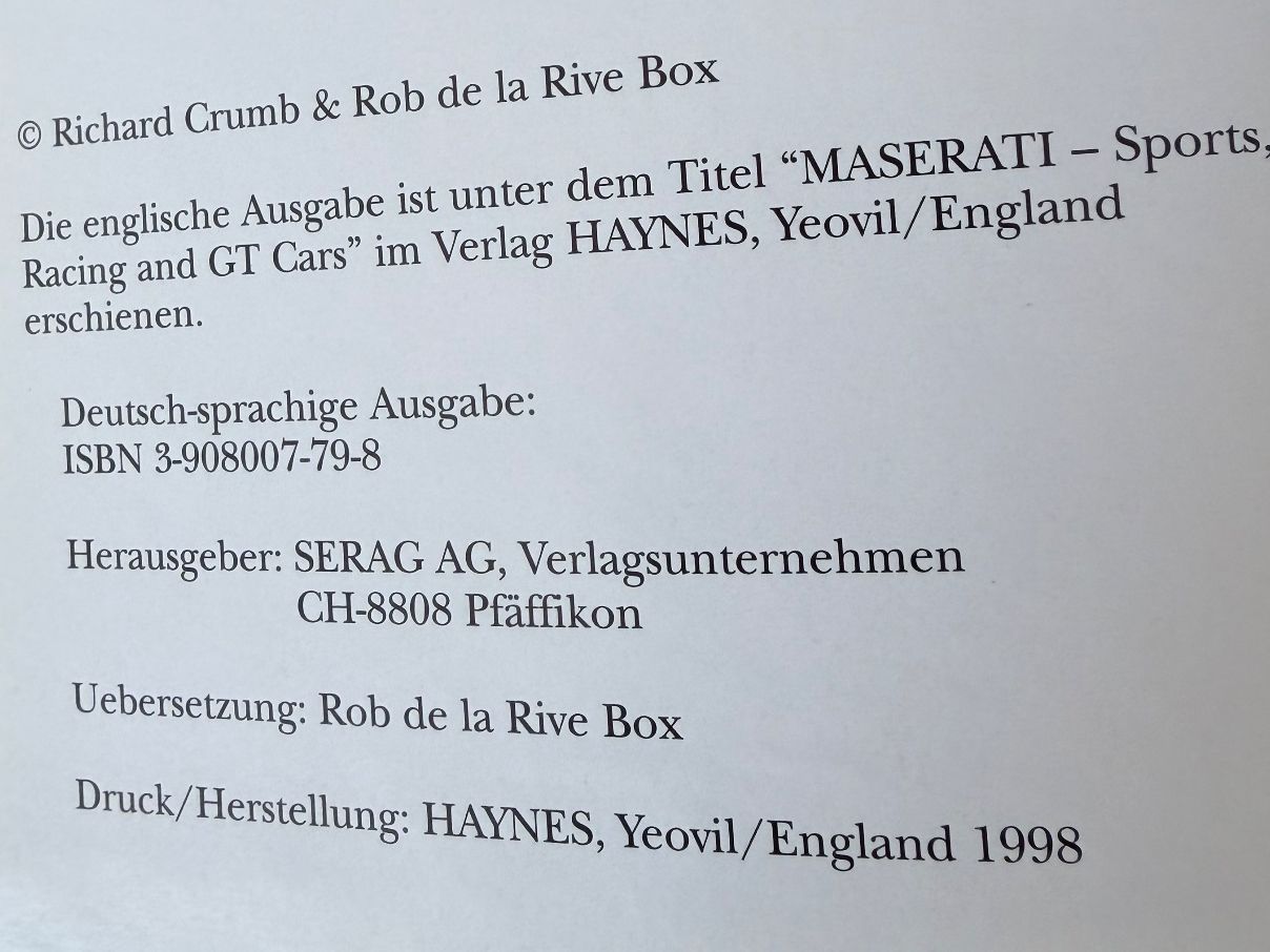 Livres: Maserati Buch – D'occasion à Erlenbach ZH par Blondie1966 4
