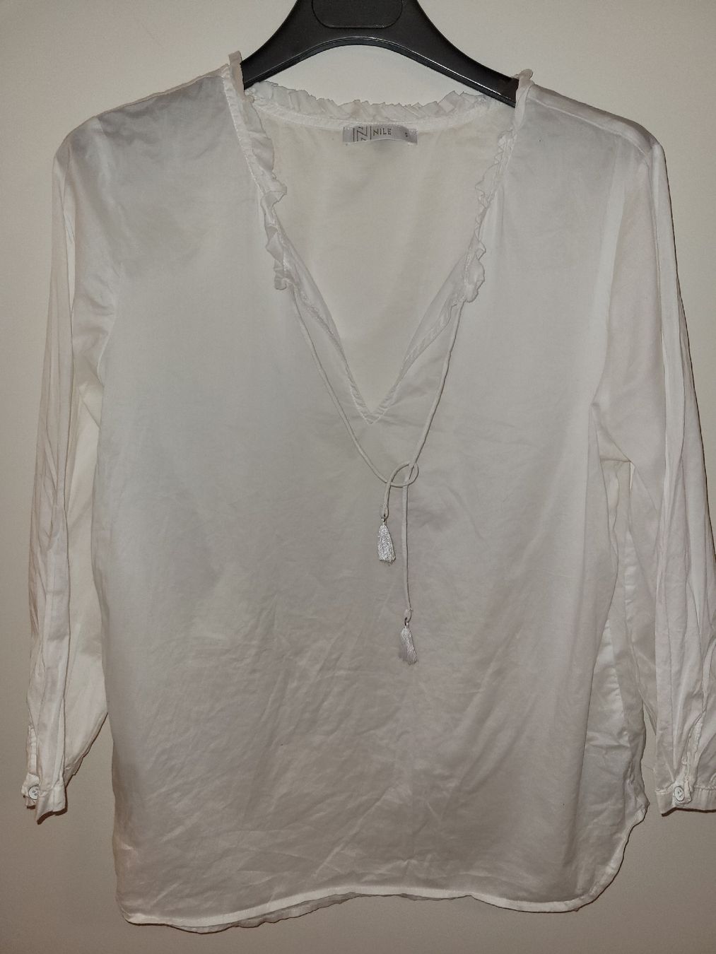 Nile Camicette: nile bluse weiss gr. S, neu – Nuovo e nell'imballaggio originale da Urdorf venduto da Mico.I