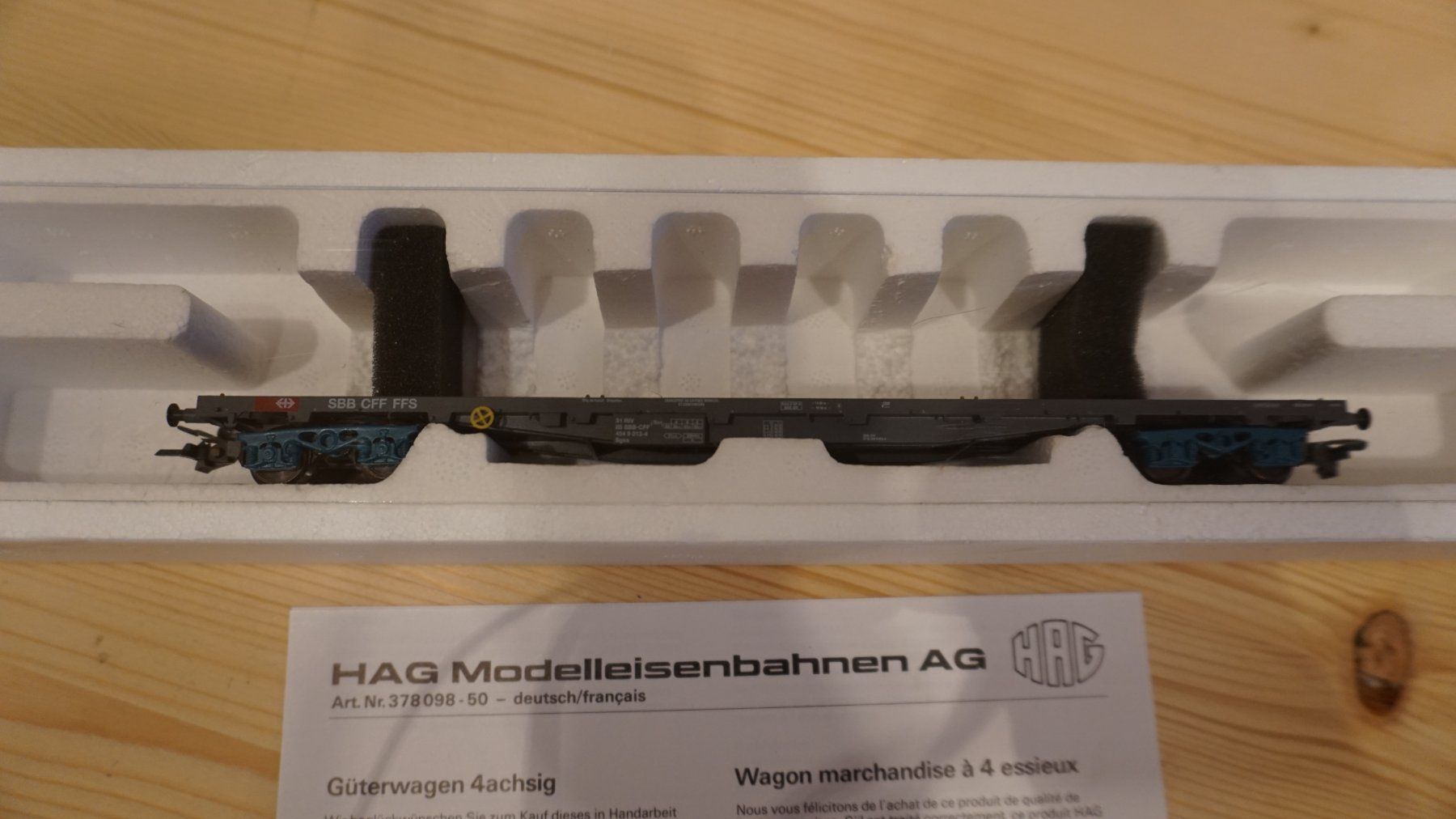 Hag Modellini di ferrovie: HAG Container Tragwagen mit DC Achsen – Usato da Wangen an der Aare venduto da bru_bri 4