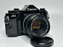 Revidierte filmgetestete Canon A-1 mit FD 50mm 1:1,8 S.C.