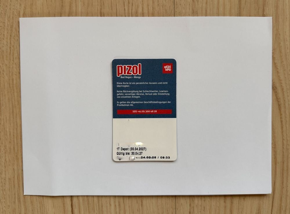 Biglietti: 1 Tageskarte Pizol – Nuovo e nell'imballaggio originale da Oberglatt ZH venduto da rdm_f6xk