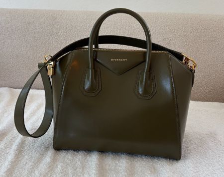 Givenchy Shiny Lord Calfskin Small Antigona Dark Khaki