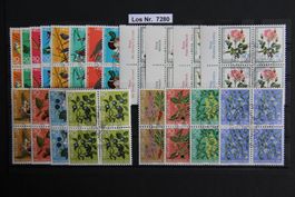 PJ 1970-74 Serien Viererblöcke ET gestempelt        Los 7280