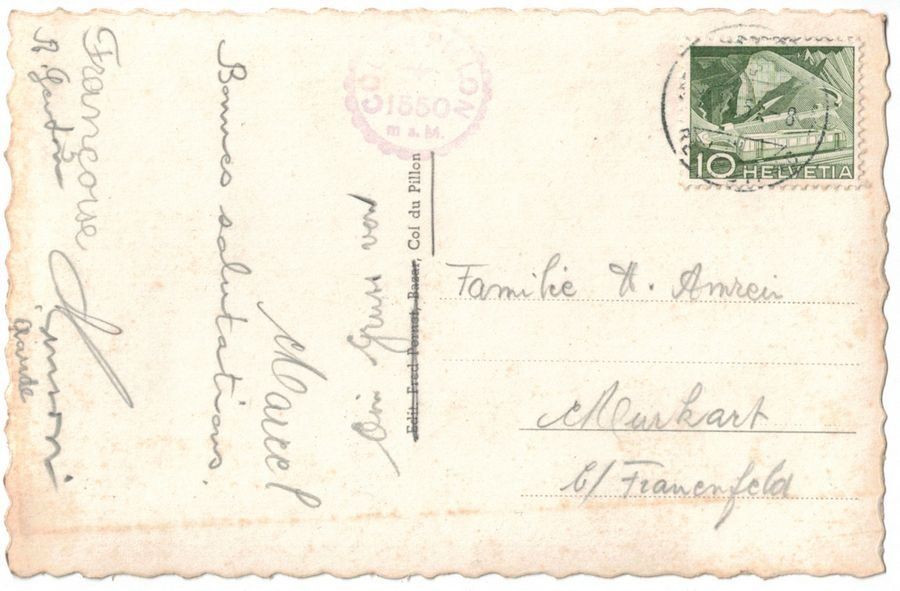 Ansichtskarten: Col du Pillon, animée enfants, circulée 1954 – Gebraucht aus Frauenfeld von POML 1
